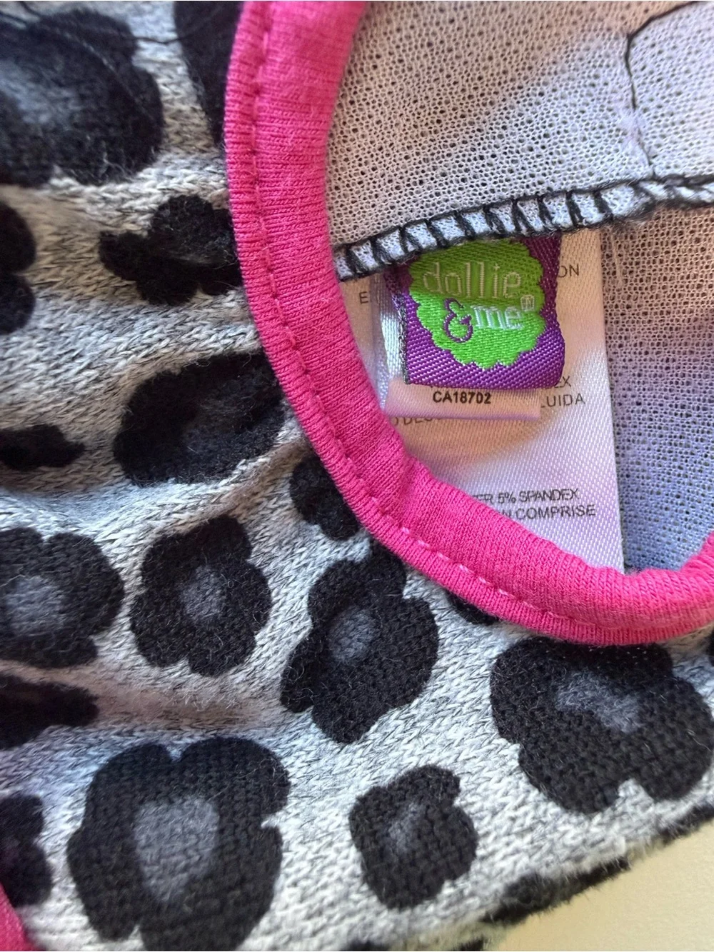 Dollie & Me Gray Leopard Top with Pink Leggings - Fits 18” Doll